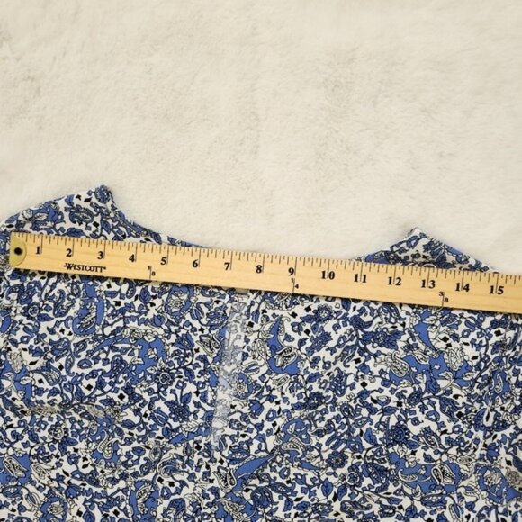 Old Navy Womens  Long Sleeve Woven Swing Dress Blue Paisley Cottage Flir… - Picture 10 of 11